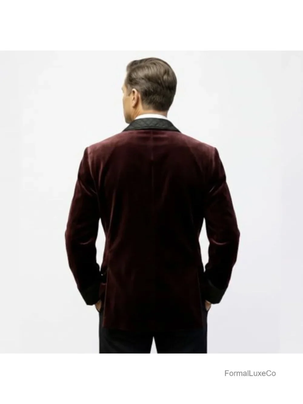 Men's Velvet Smoking Jacket Double Breasted Shawl Lapel Formal Suit Coat